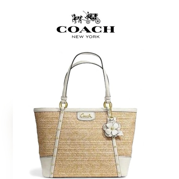 Coach Alexandra Python Straw Tote - Picture 2 of 13